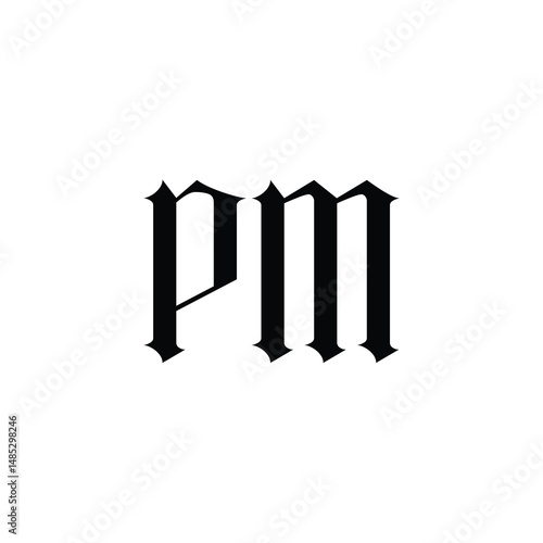PM monogram logo design letter text name symbol monochrome logotype alphabet character simple logo