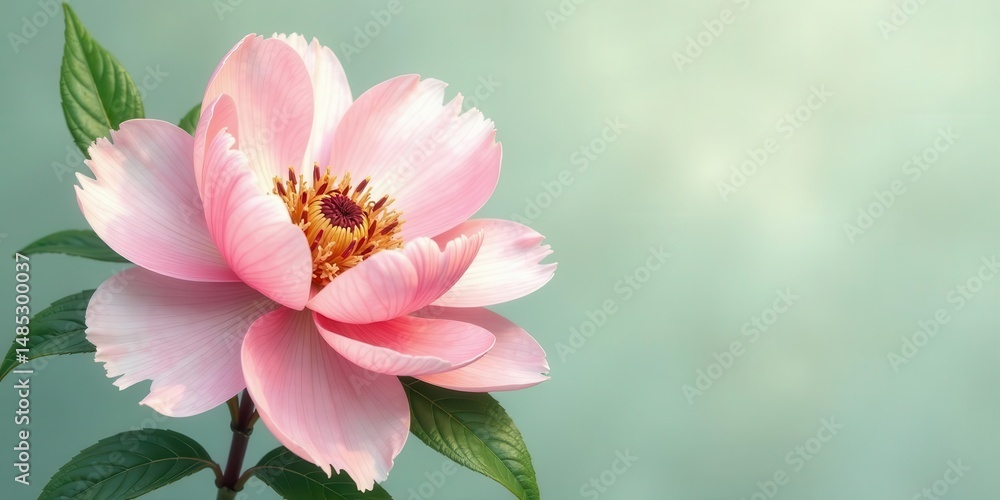 Fototapeta premium Delicate Pink Blossom with Soft Pastel Background, a Floral Image Perfect for Greeting Cards and Springtime Designs
