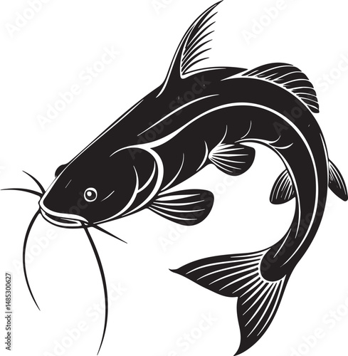  Stinging catfish silhouette vector design with white background .