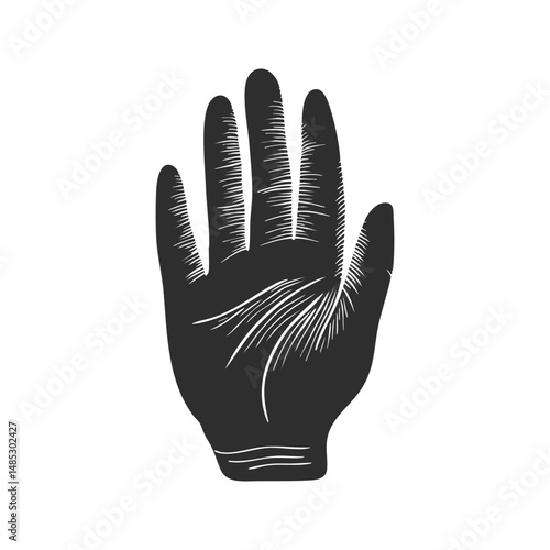 Palmistry Hand Silhouette Illustration. Symbol Of Fortune Telling And Mysticism Isolated Vector Illustration