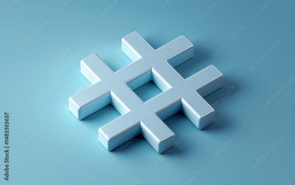 Obraz premium White hashtag symbol against blue background. Post viral. Website network media.