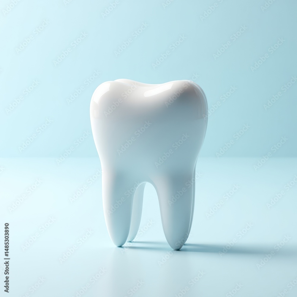 Futuristic design of a single white tooth on a minimalistic backdrop with soft lighting Futuristic design of a single white tooth on a minimalistic backdrop with soft lighting