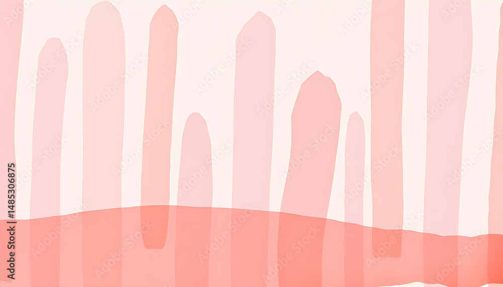 Obraz premium Delicate brown and soft pink watercolor stripe blend, collage style. with white shades
