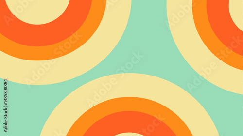 Abstract background with overlapping semicircles in shades of orange yellow and light blue color palette