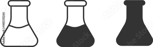 conical flask icon set