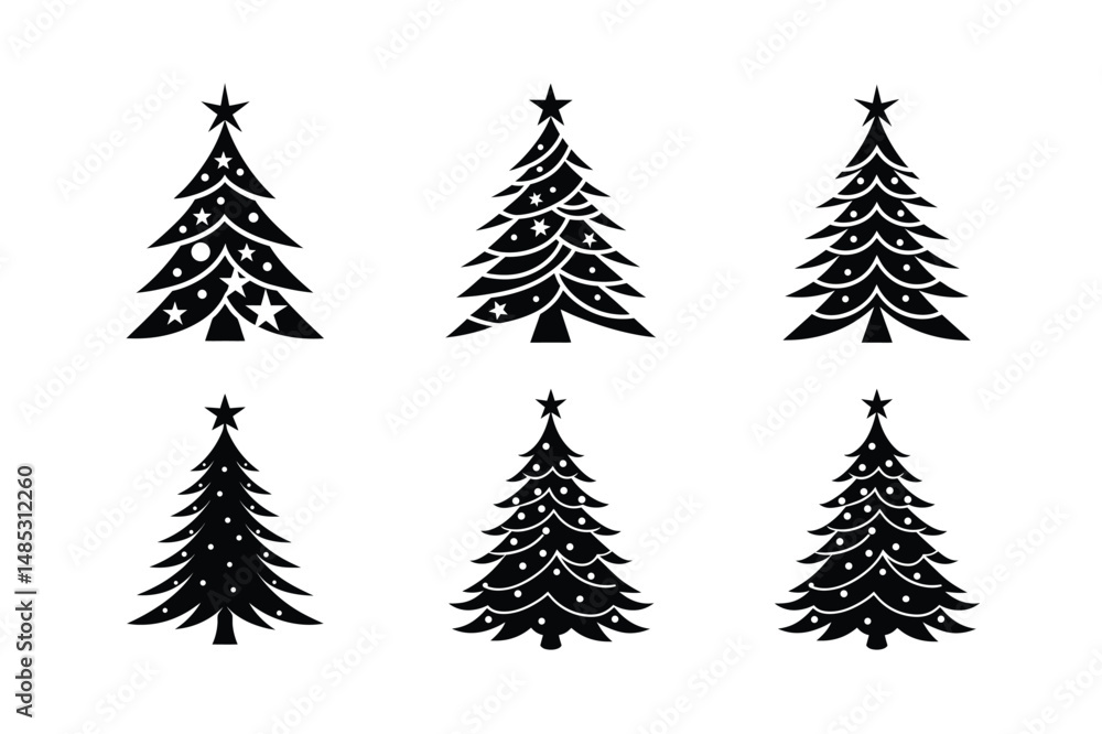 Obraz premium Abstract Christmas Tree Silhouettes Vector Art
