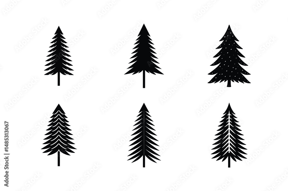 Obraz premium Simple Abstract Christmas Tree Silhouettes Art