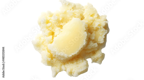 Fresh Shea Butter on White Background - Top View for Beauty Products and Skincare