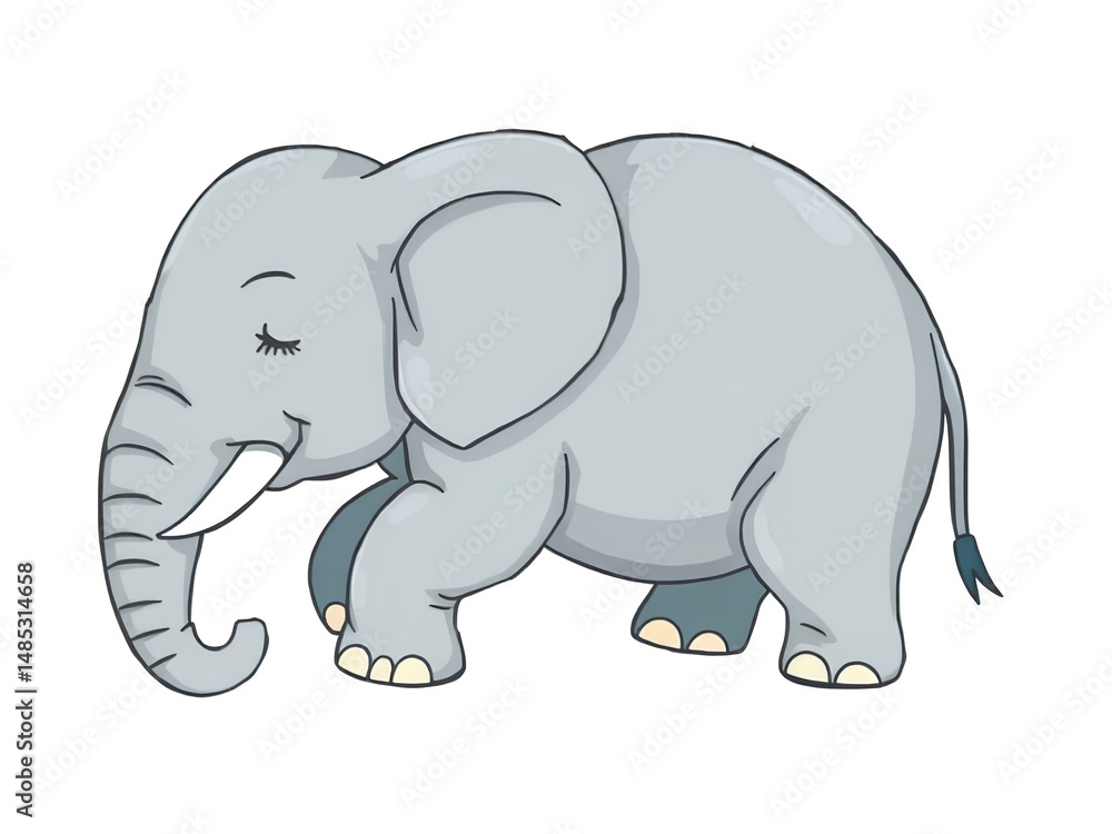 Cartoon styled cute sleeping elephant isolated on white Cartoon styled cute sleeping elephant isolated on white