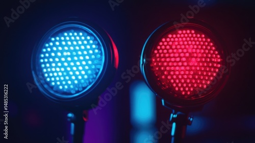 Wallpaper Mural A vibrant, abstract digital artwork showcasing a split scene with electric blue on the left and fiery red on the right. Torontodigital.ca