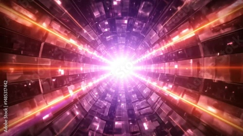 Abstract Futuristic Tunnel With Glowing Lines