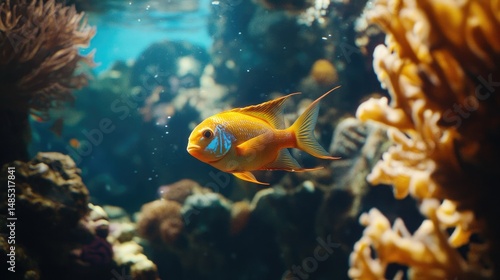 Wallpaper Mural Underwater scene depicting a vibrant coral reef with colorful corals and marine life. Torontodigital.ca