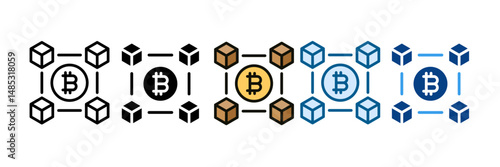 Blockchain Icon Set Multiple Style Collection