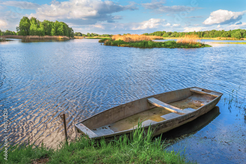 Milicz Ponds, landscape with a boat
