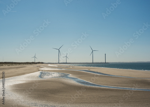 Wind turbine by the sea near the Deltawerk