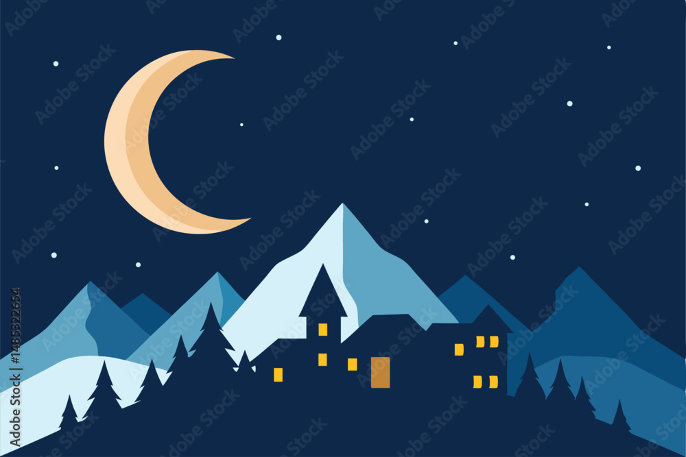 Fototapeta premium christmas night landscape