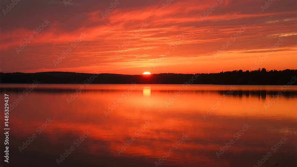 sunset over lake sunset over lake