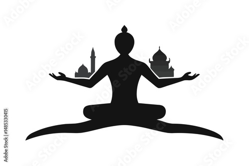 Yoga Middle East Silhouette Vector  Cultural Wellness and Meditation Art Design