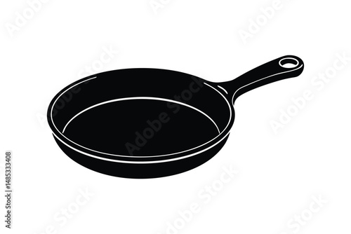 Silhouette art illustration of a cast iron skillet.eps