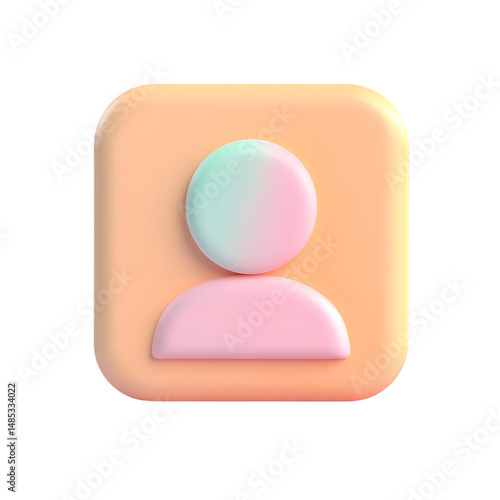 Vibrant, 3D-rendered user profile icon, featuring a gradient circle, and a light orange square background.  The design elements are bold and simple, ideal for a social media interface.