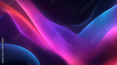 Vibrant Neon Gradient Abstract Waves in Deep Purple and Electric Pink Tones