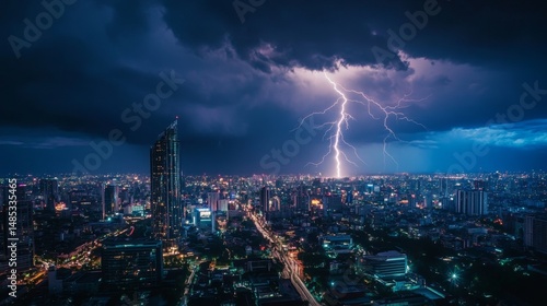 Wallpaper Mural City Under a Dramatic Night Storm Torontodigital.ca