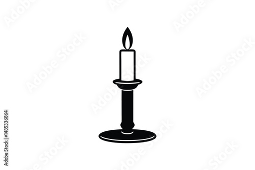 Silhouette art illustration of a traditional candle holder.eps