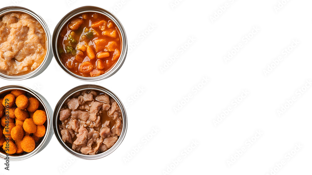 Professional Soft Pet Food Canned Dog on White Background Professional Soft Pet Food Canned Dog on White Background