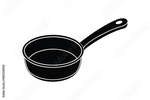 Silhouette art illustration of a vintage saucepan with long handle.eps