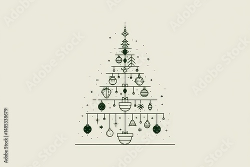 Wallpaper Mural Minimalist christmas tree design with ornaments. Torontodigital.ca