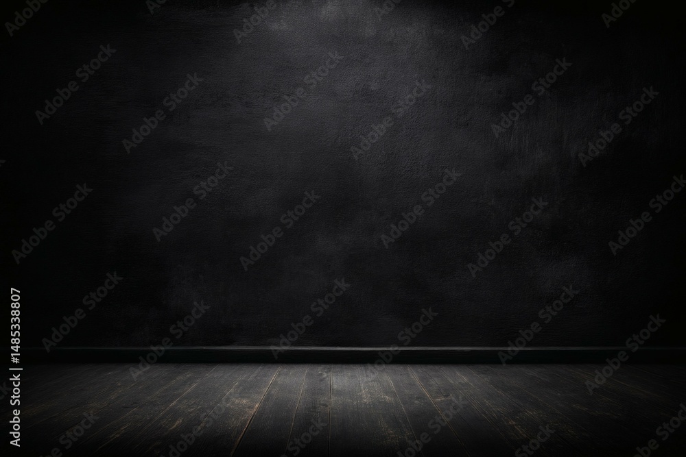 Dark Empty Studio Room Background with Wooden Floor Dark Empty Studio Room Background with Wooden Floor