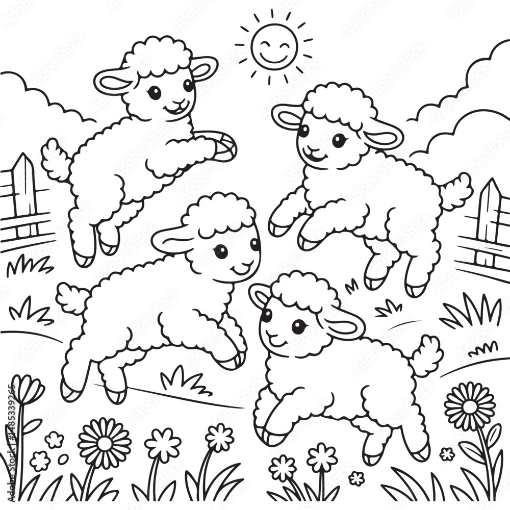 Fototapeta premium Cozy Farm Coloring Pages For Kids