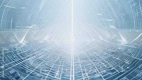 Abstract elegant white technology background with circle circuit wires on a futuristic motherboard, Generative AI Videos.