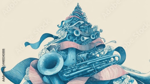 Wallpaper Mural Creative musical instrument design in a festive arrangement. Torontodigital.ca