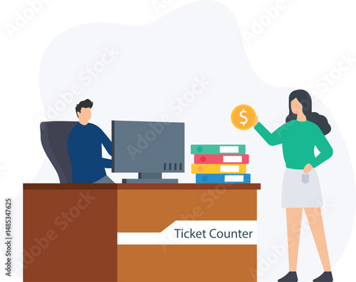 Ticket counter or service desk, event registration or ticket sales, customer service or assistance, appointment scheduling or booking, queue management or patient flow, payment processing 