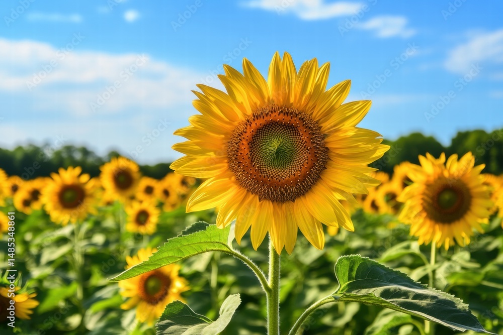 Sunflowers facing bright midday sun Sunflowers facing bright midday sun