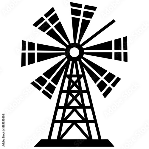 windmill silhouette vector