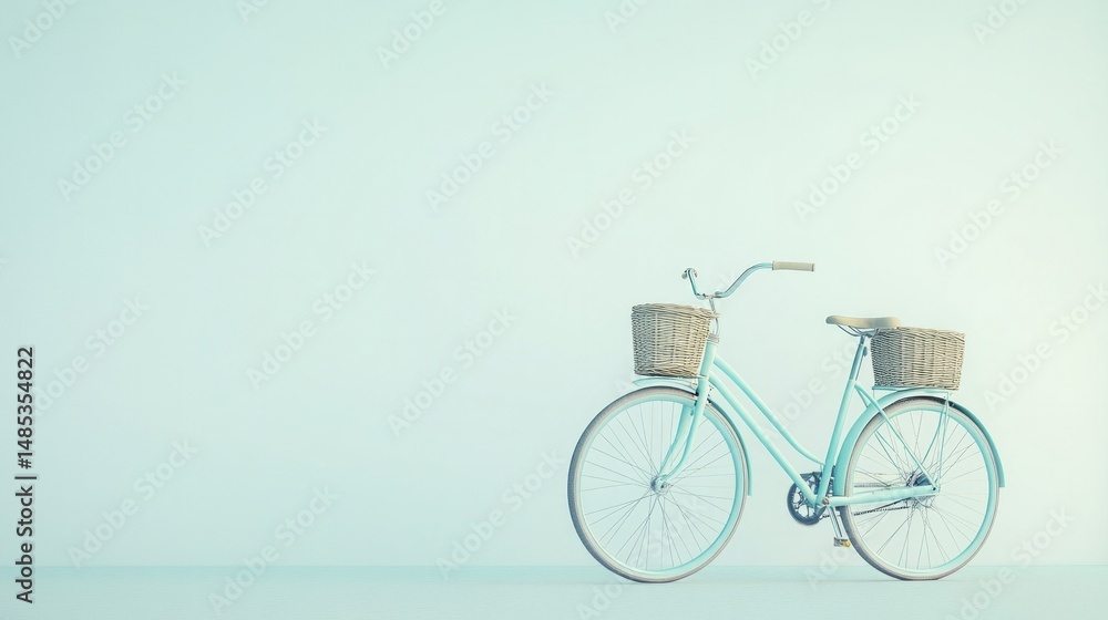 Fototapeta premium A blue bicycle with a basket on the front
