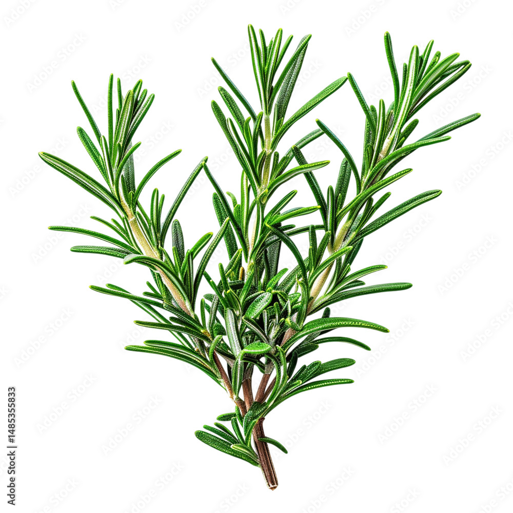 Obraz premium Fresh Rosemary Herb, Green Culinary Plant, Cooking Ingredient, Natural Seasoning, Aromatic Herb, Garden Spice, Realistic Leafy Sprig, Transparent Background