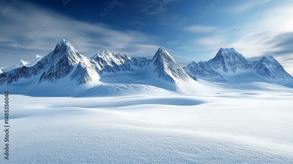 Fototapeta premium Snowy Mountains Majestic Landscape Illustration