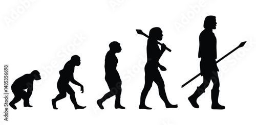 Human evolution silhouettes vector. Evolution of human silhouettes vector. vector silhouettes of people