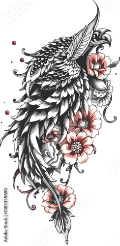 vector illustration of a bird tattoo