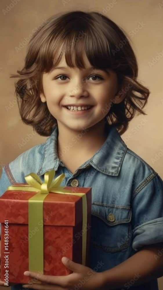 Smiling Child Holding Gift Smiling Child Holding Gift
