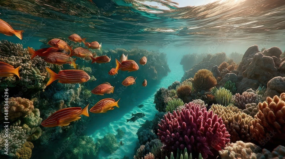 Fototapeta premium Colorful coral reef underwater scene