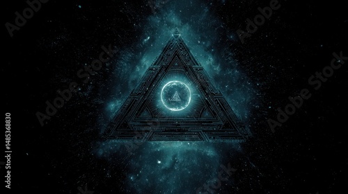 Dark, ethereal triangle structure in a cosmic nebula.
