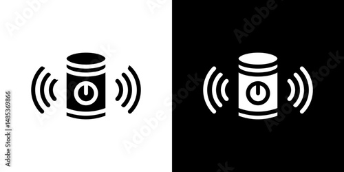 Smart speaker icon flat vectors set. black and white