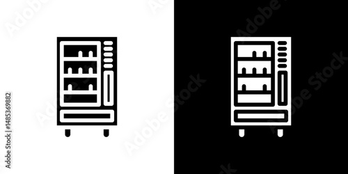 Vending machine icon flat vectors set. black and white