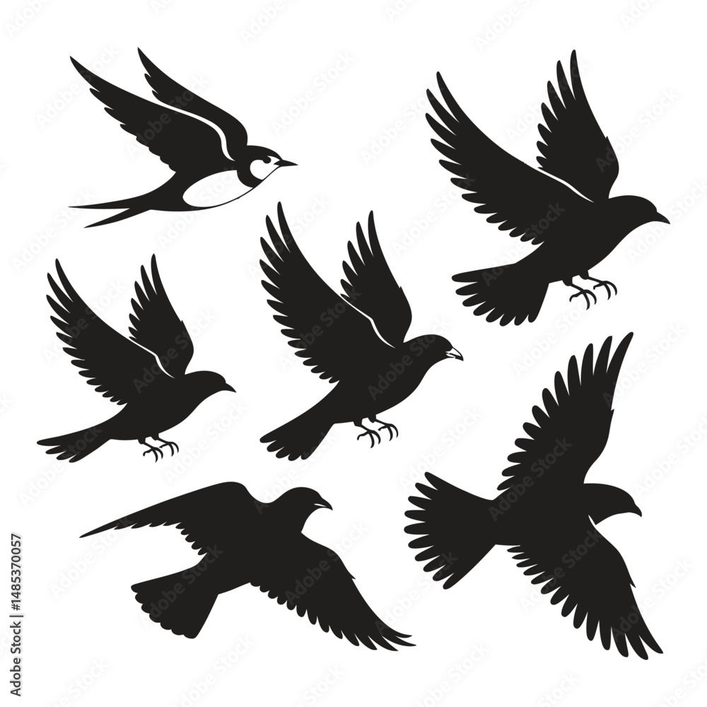 vector silhouettes of birds vector silhouettes of birds