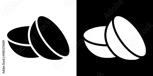 contact lenses icon flat vectors set. black and white
