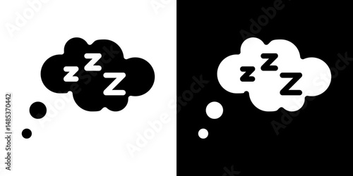 Zzz icon flat vectors set. black and white